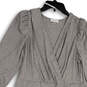 Womens Gray V-Neck Knee Length 3/4 Sleeve Pullover A-Line Dress Size 14 image number 3