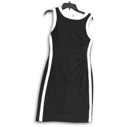 Ralph Lauren Womens Black White Round Neck Knee Length Pencil Dress Size 10