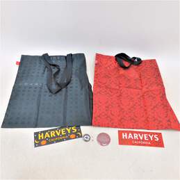 Harveys Halloween Vamp & Black Skull Shopper Tote Bags w/ Bumper Stickers Mirror & Pin