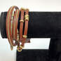 Designer Stella & Dot Maize Gold-Tone Leather Adjustable Wrap Bracelet image number 1