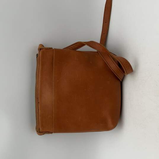Lifetime Leather Womens Brown Adjustable Strap Zipper Crossbody Bag Purse image number 2
