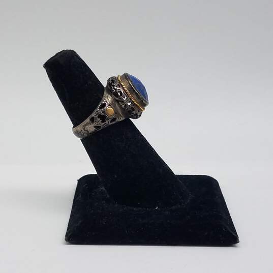 925/18k Gold Faceted Lapis Sz 6 Ring 7.5g image number 3