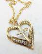 Gold Filled Heart Cross Pendant Necklace & Lapis & Pearl Bracelet 11.4g image number 2