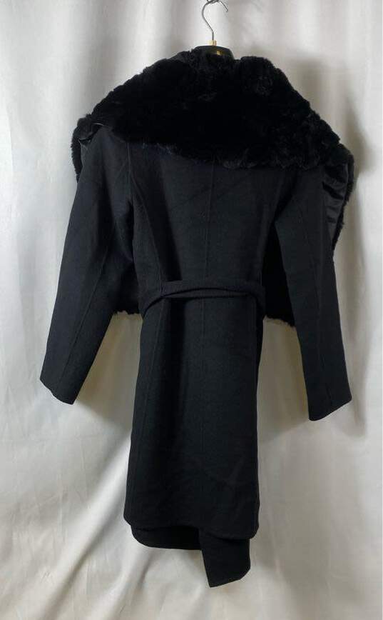 Amnt Womens Black Fur Long Sleeve Belted Waist Jacket Size X-Large image number 2