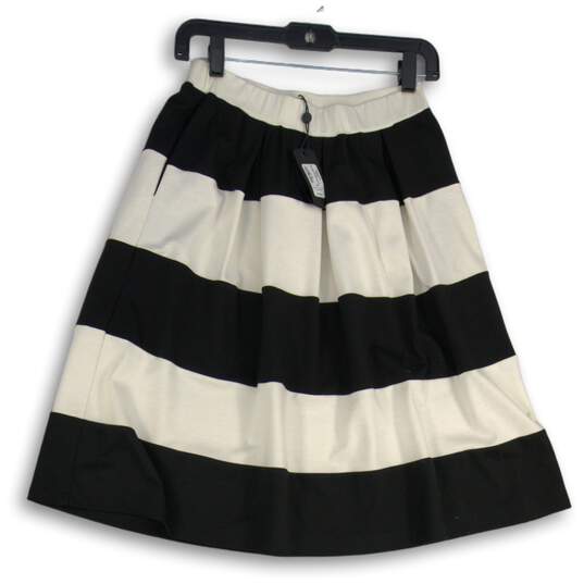 NWT Womens White Black Striped Pleated Elastic Waist Pull-On A-Line Skirt Sz XXS image number 1