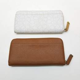 Calvin Klein White/Brown Leather Zip Around Wallet Pair alternative image