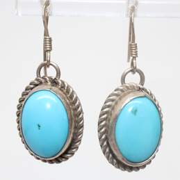 Artisan H Signed Sterling Silver Turquoise Earrings alternative image