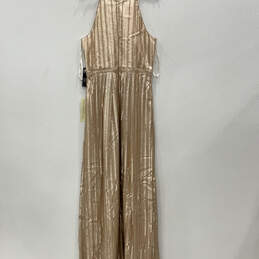 NWT Womens Rose Gold Sequins Halter Neck Sleeveless Long Maxi Dress Size 14