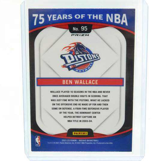 2021-22 HOF Ben Wallace Mosaic 75 Years of the NBA Detroit Pistons image number 3