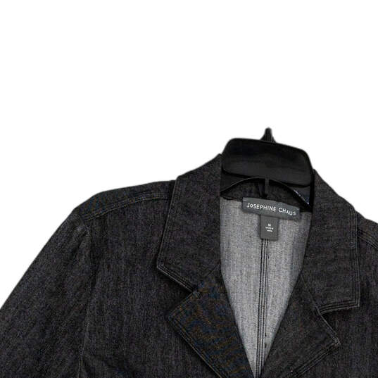 Womens Gray Notch Lapel Single Pockets Breasted Three Button Blazer Size 14 image number 3
