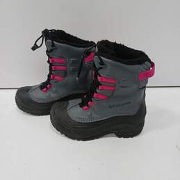 Columbia Gray, Pink, And Black Kids Snow Boots Size 1 alternative image