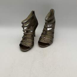 Michael Kors Womens Gold Open Toe Back Zip Stiletto Strappy Heels Size 8M