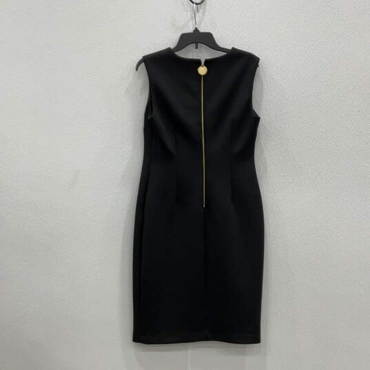 Womens Black Sleeveless Square Neck Knee Length Sheath Dress Size 10 image number 2