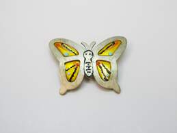 J Lee Artisan 925 Butterfly Pearl Glass & Enamel Unique Pendant Brooches alternative image