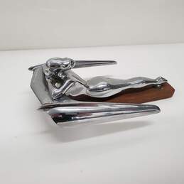 Vintage 1950's Nash Flying Lady Goddess Hood Ornament Chrome Nash George Petty