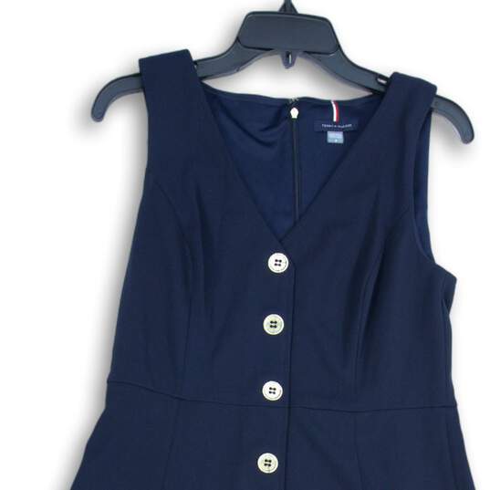 Tommy Hilfiger Womens Navy Blue V-Neck Sleeveless Midi A-Line Dress Size 8 image number 3