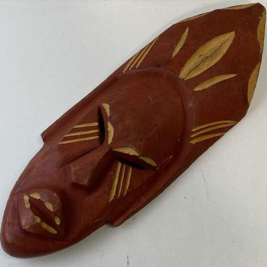 Hand Carved African Wall Masks Set of 3 Hand Sculpted Cultural Included Art image number 4