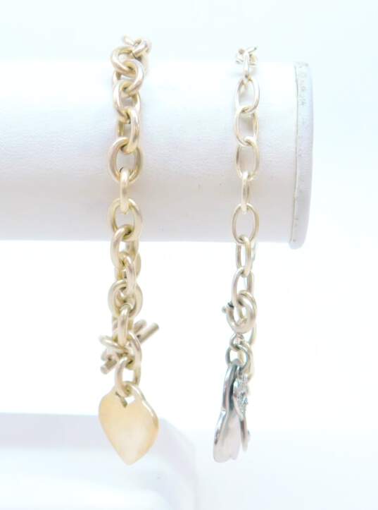 Romantic 925 Sterling Silver Heart Charm Bracelets 36.7g image number 1