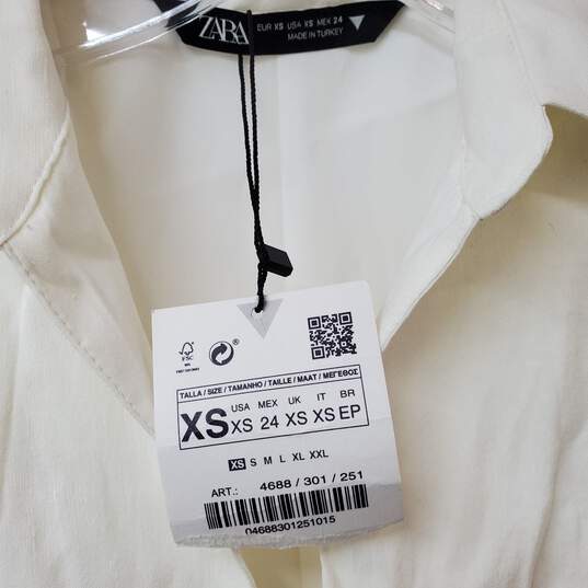 Zara White Key Whole Short Sleeve Dress Women's Size XS NWT image number 4