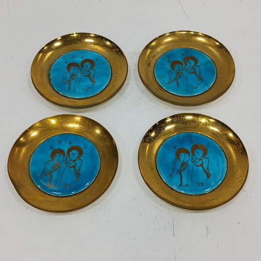 4pc. Mini Brass/Tile Angel Plates image number 1