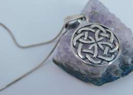 Artisan 925 Celtic Knot Circle Pendant Necklace & Onyx Cabochon Linked Bracelet 11.8g alternative image