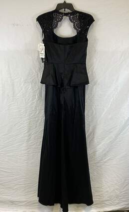 NWT Xscape Womens Black Lace Cap Sleeve Back Zip Peplum Evening Gown Size 6 alternative image