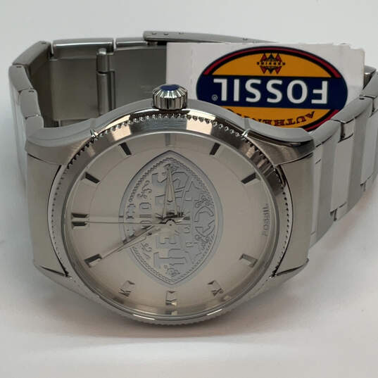 Designer Fossil PR-5369 Silver-Tone Stainless Steel Round Analog Wristwatch image number 1