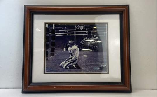 Signed Framed & Matted Y.A. Title N.Y. Giants 8x10 Photo with COA Photography image number 1