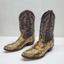 Laredo Men's Leather Snakeskin Western Cowboy Boots Pointed Toe Size 11 alternative image