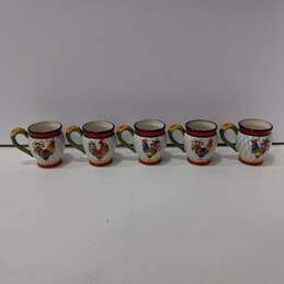 Set of 5 Assorted Certified International Julie Ueland Rooster Mugs