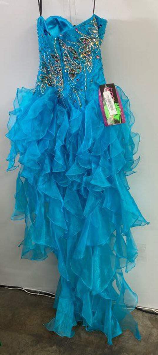 Alyce Paris Turquoise Strapless Embellished Formal/ Evening Gown Sz 0 NWT image number 3