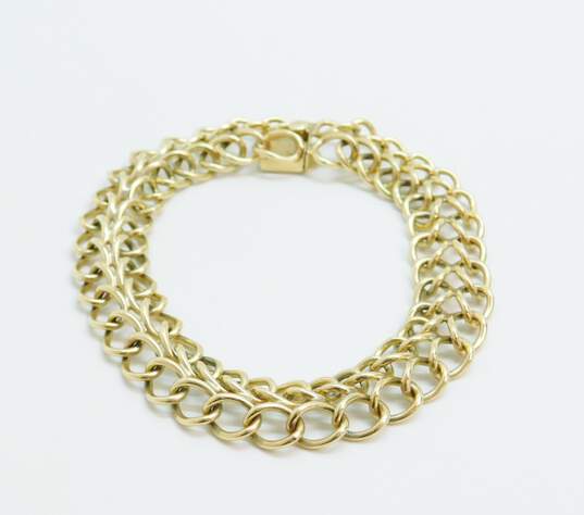 14K Yellow Gold Double Curb Chain Bracelet 30.1g image number 3