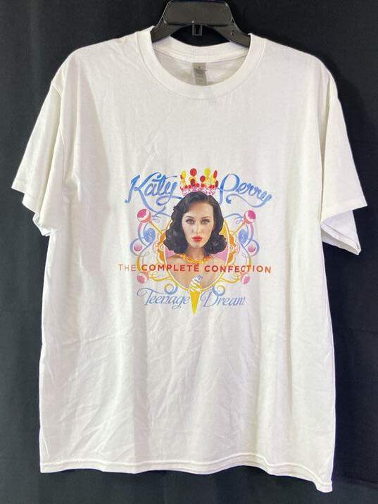 Gildan Women White Katy Perry Graphic T Shirt L image number 1