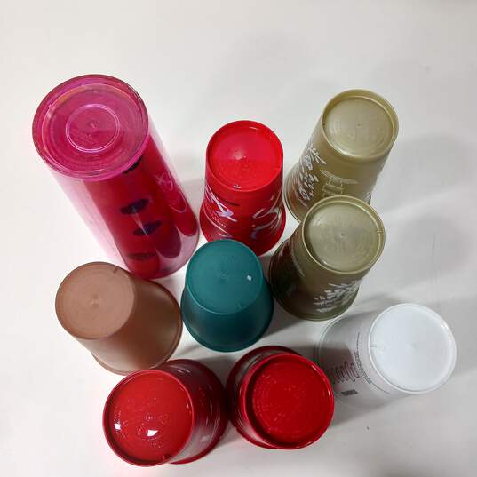 Bundle of 9 Assorted Starbucks Plastic Cups w/ Lids image number 4