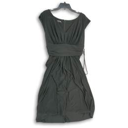 NWT Jones New York Womens Black V-Neck Back-Zip Fit & Flare Dress Size 14
