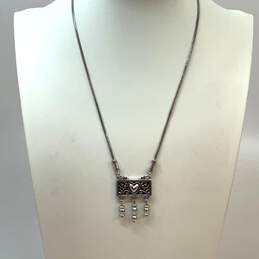 Designer Brighton Silver-Tone Silver Square Hearts Pendant Necklace