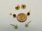 14K Yellow Gold Onyx Pearl & Filigree Heart Stud Earrings 1.8g image number 4