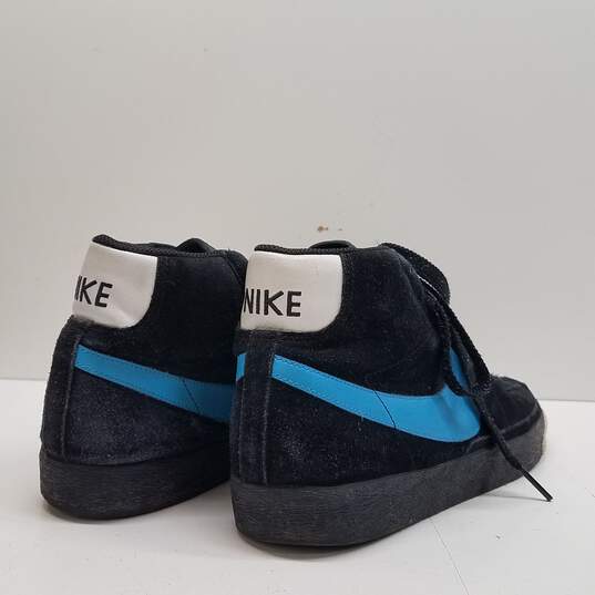 Nike Blazer High Black Blue Suede Leather Sneaker Men's Size 12 image number 4