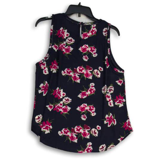 NWT J. Crew Womens Pink Navy Floral Round Neck Sleeveless Blouse Top Size 12 image number 2
