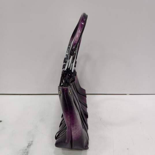 Vittorio Purple Patent Leather Animal Print Satchel Bag image number 2