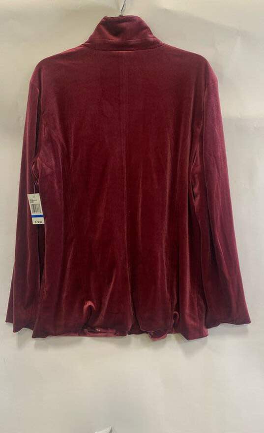 NWT Kensie Jeans Womens Burgundy Velvet Long Sleeve Single-Breasted Blazer Sz XL image number 2