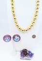 Vintage Bellini By Formart Purple Blue Crystal Earrings w/ Gold Tone & Purple Jewelry 160.3g image number 7