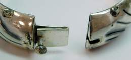Vintage Taxco Sterling Silver Lined Modernist Hinged Bangle Bracelet 47.0g alternative image