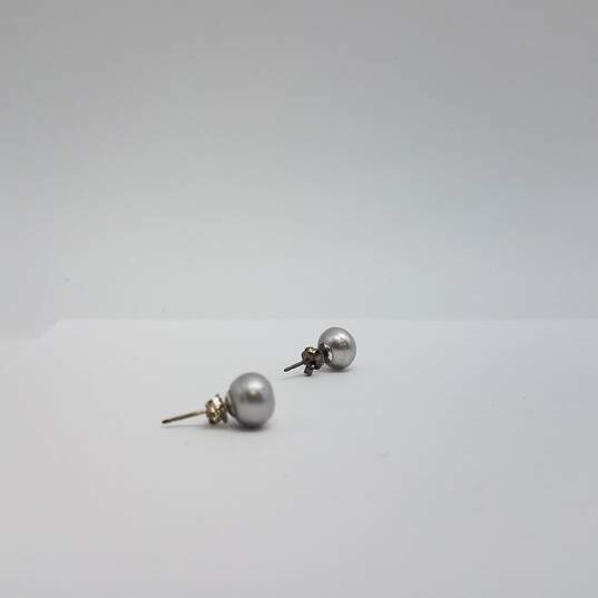 Sterling Silver Hoop & Heart & Faux Pearl Earring BD 8pcs 16.6g image number 3