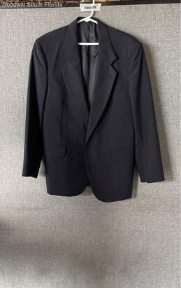 Oscar De La Renta Mens 2pc Dark Blue Striped Suit Blazer Sz 40R Pants Waist 32"