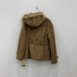 NWT Sonoma Womens Hooded Parka Jacket Coat Toggle Brown Fur Trim Size XL alternative image