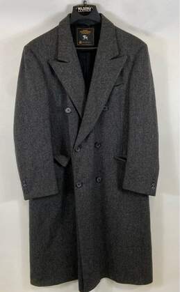 Hart Schaffner Marx Mens Gray Wool Long Sleeve Double Breasted Overcoat Size 41R
