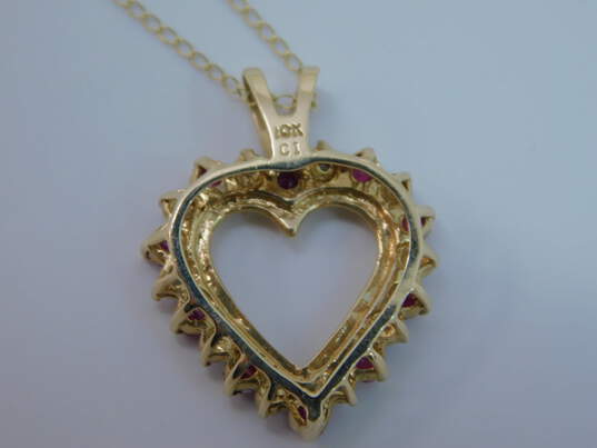 10K Yellow Ruby & Diamond Accent Heart Pendant Necklace 2.7g image number 7