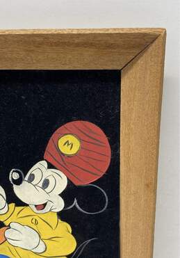 Hand Painted Mickey Mouse with Genie Lamp On Velvet 1970 Vintage Framed alternative image