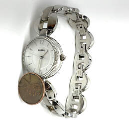Designer Fossil ES-3010 Silver-Tone Stainless Steel 5ATM Quartz Wristwatch
